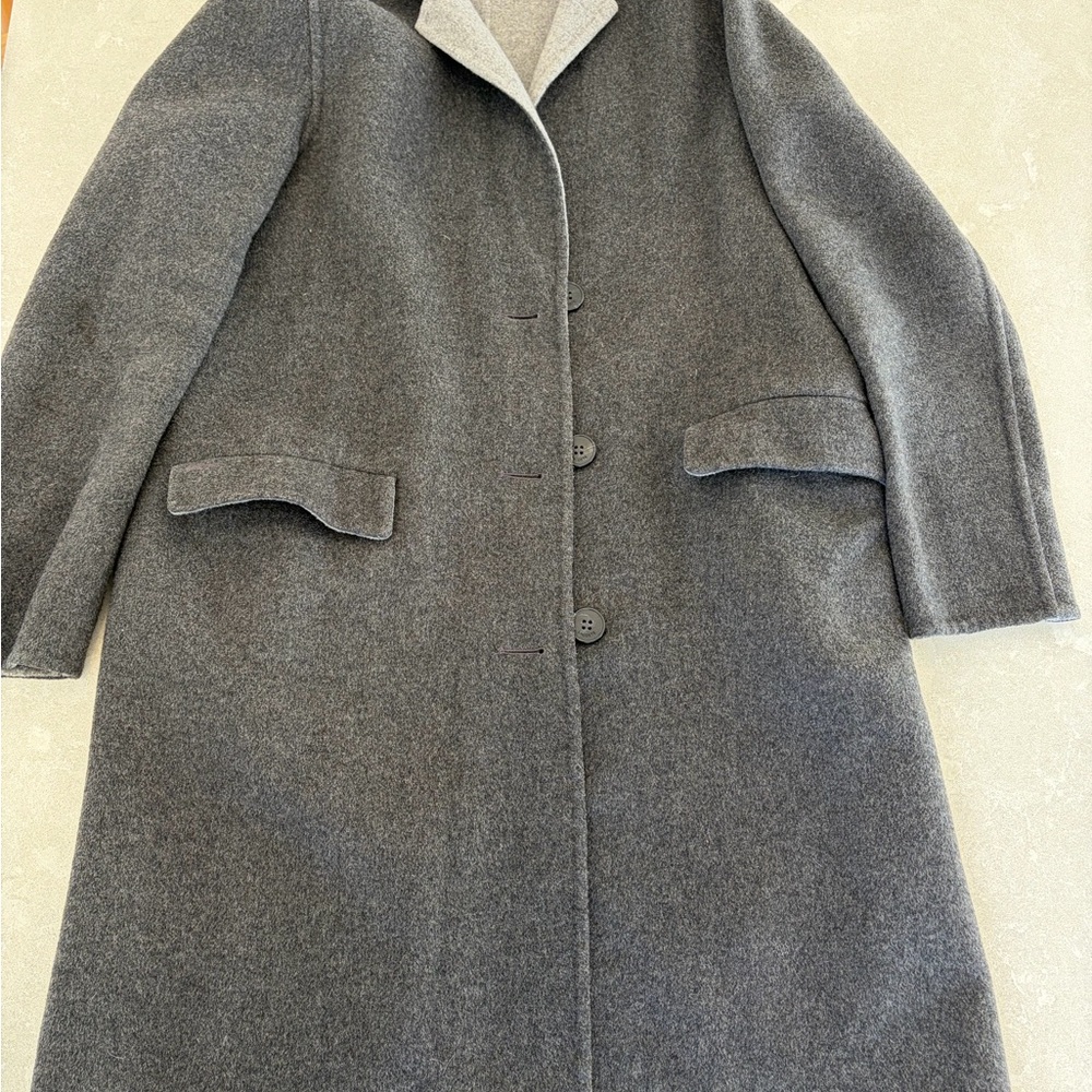 Lacoste Two-Tone Gray Wool Coat — Light Gray & Dark Gray - Picture 2 of 3
